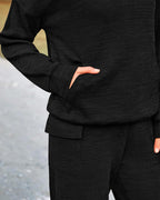2-Piece Knit Hoodie & Wide Leg Pants Outfit