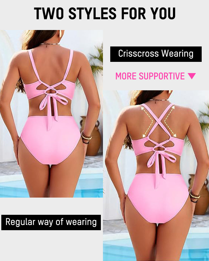 3-Piece Floral Modest High-Waist Swim Skirt Set