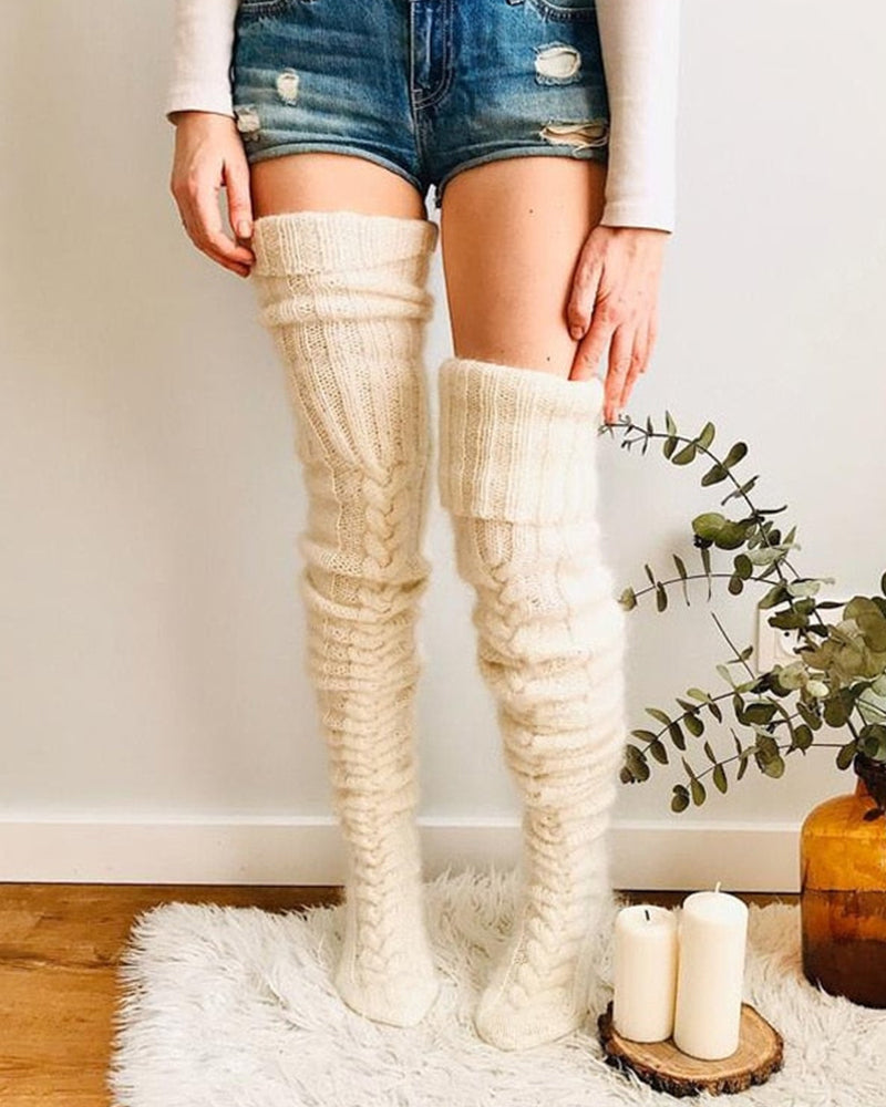 Warm Cable Knit Over-Knee Socks Secondary image