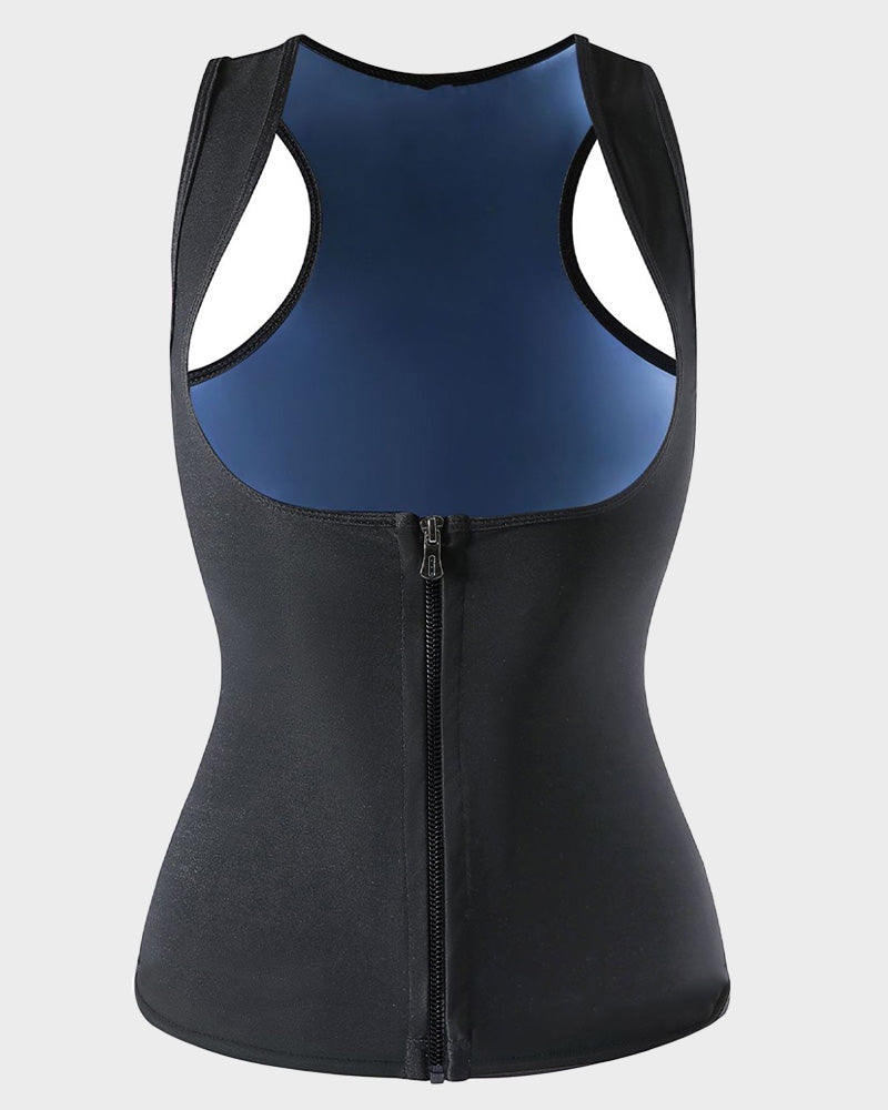 Open Bust Zipper Sauna Suit Tank Top