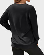 Hoodless Oversized Fleece V-Neck Sweatshirt Top