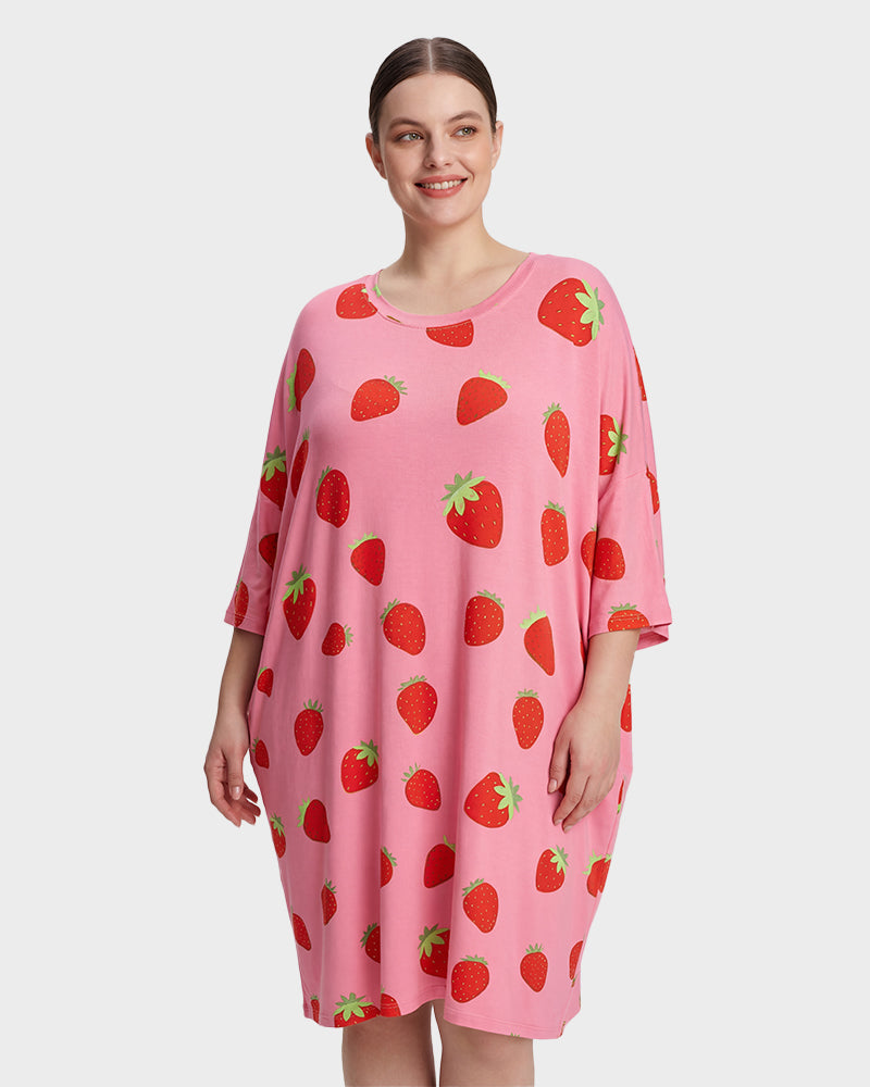 Plus Size Ultra-Soft Oversized Shirt Sleepwear with Pockets Main image