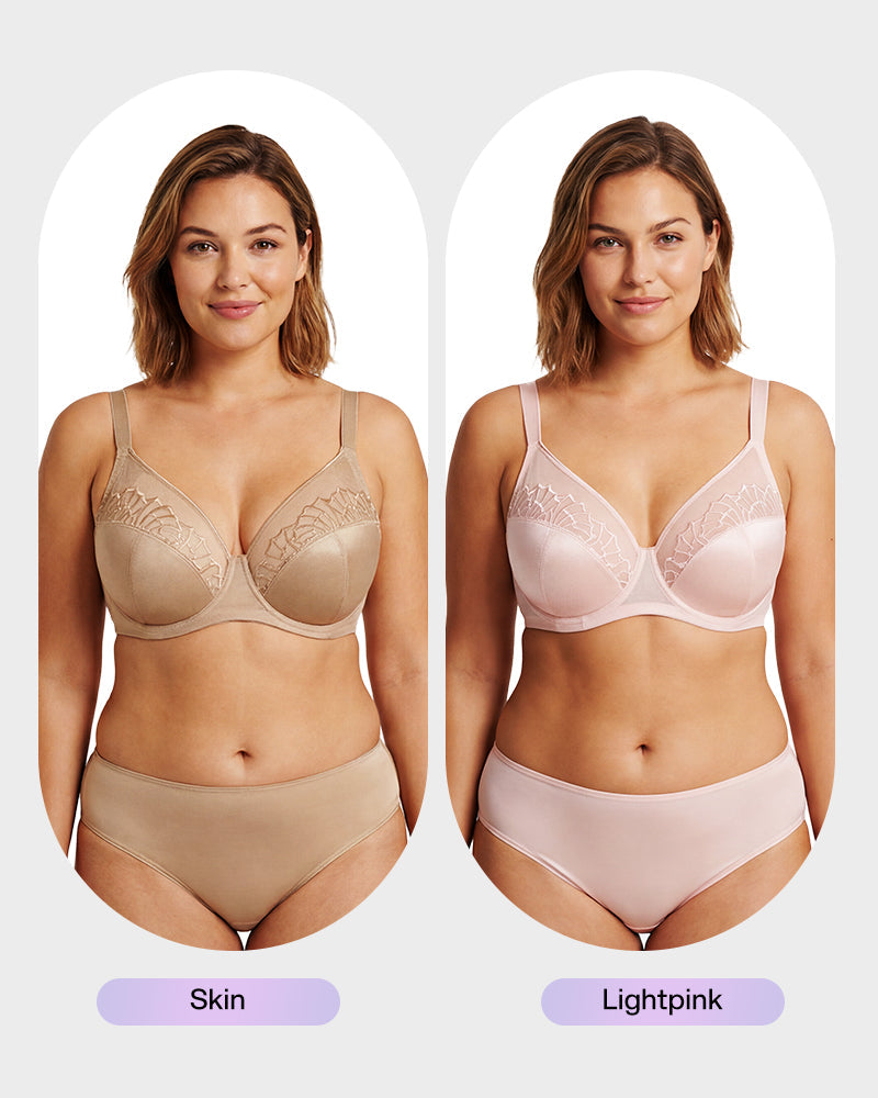 Plus-Size Pearl Shimmer Lace Minimizer Bra Secondary image