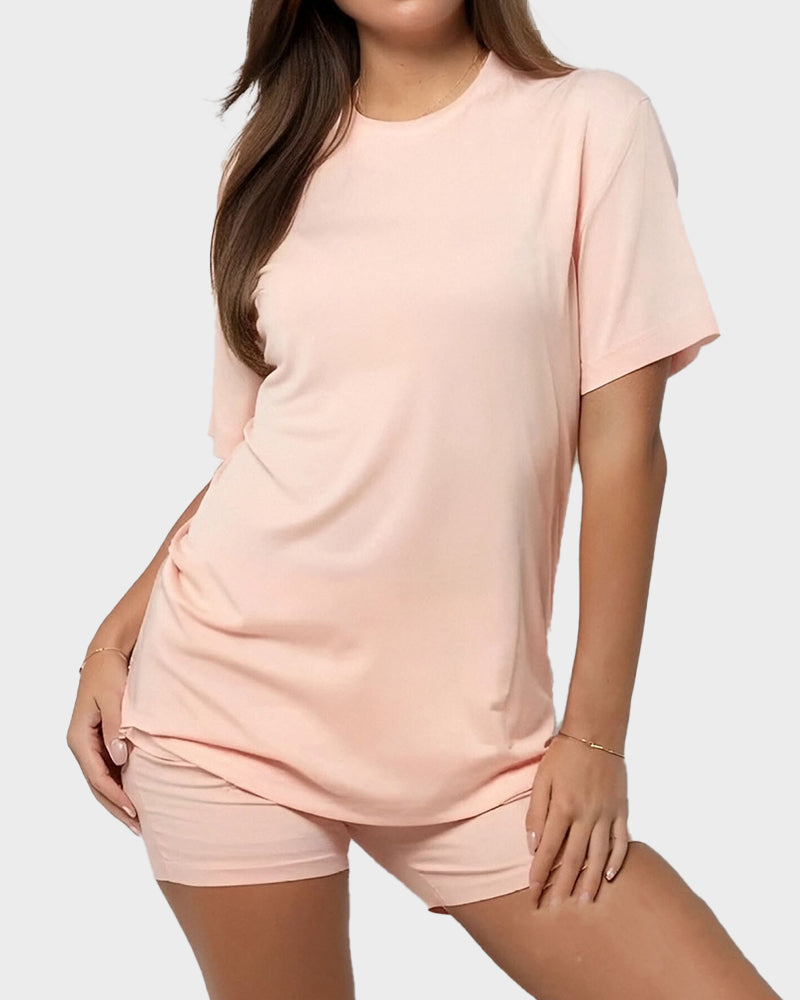 Ultra-Soft Oversized Lounge Tee & Shorts Set with Pockets Main image
